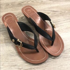Tory Burch black wedge sandals